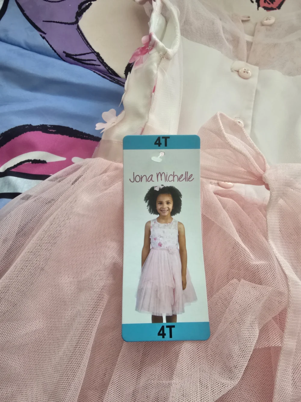 Girls Pink Floral Tulle Party Dress